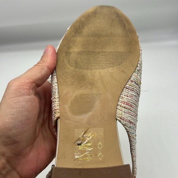 J Crew - Rainbow Tweed Adjustable Slingback With Round Cap Toes Heels Size 8 - Picture 8 of 15